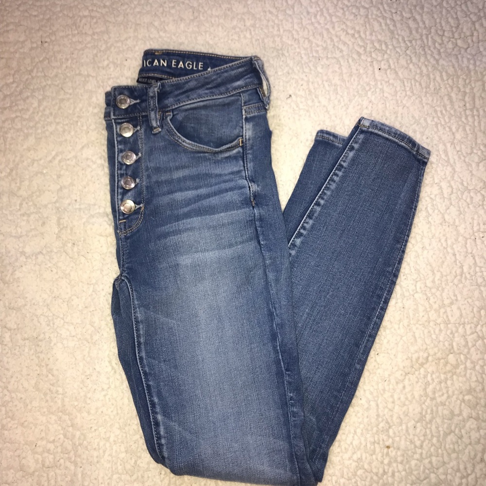 American Eagle Super Hi-Rise Blue Denim Jeggings Size 2 Short